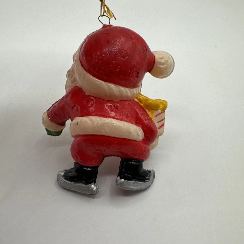Vintage Plastic Red Santa Claus Christmas Ornament Figure